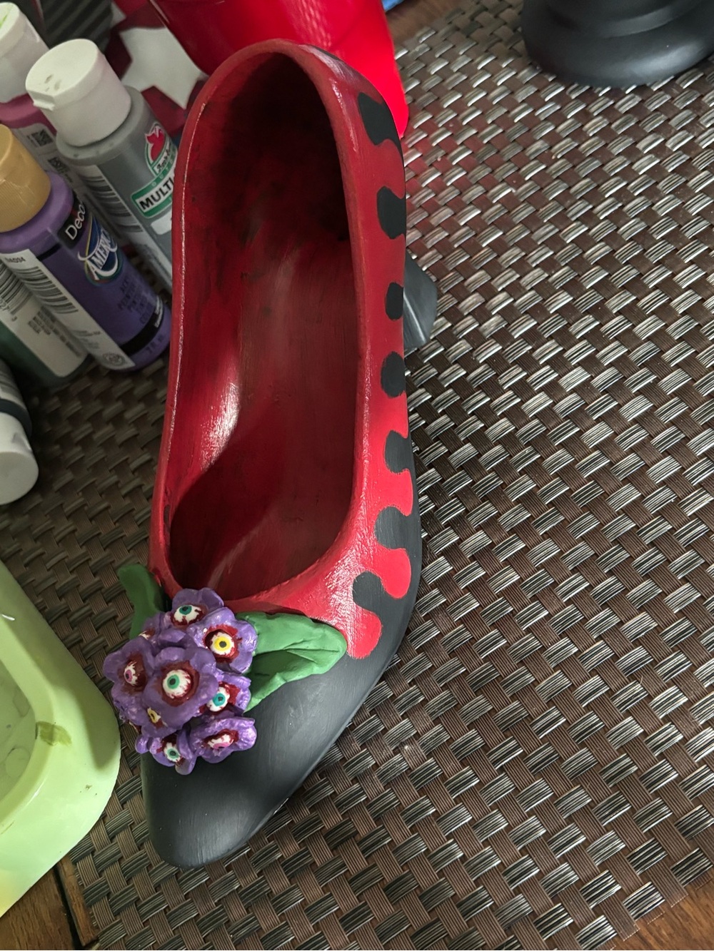 Women's Red and Black Decorative heel porcelain reimagined